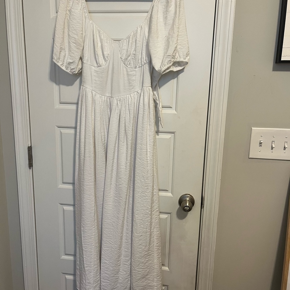 American Eagle Outfitters White Pleated Maxi Dress
